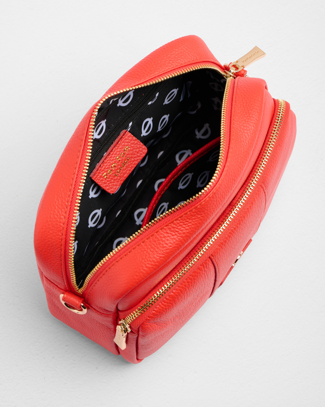 Red | Original Plus Bag Jubilee Line & Accessories, crossbody bag shown open with printed lining