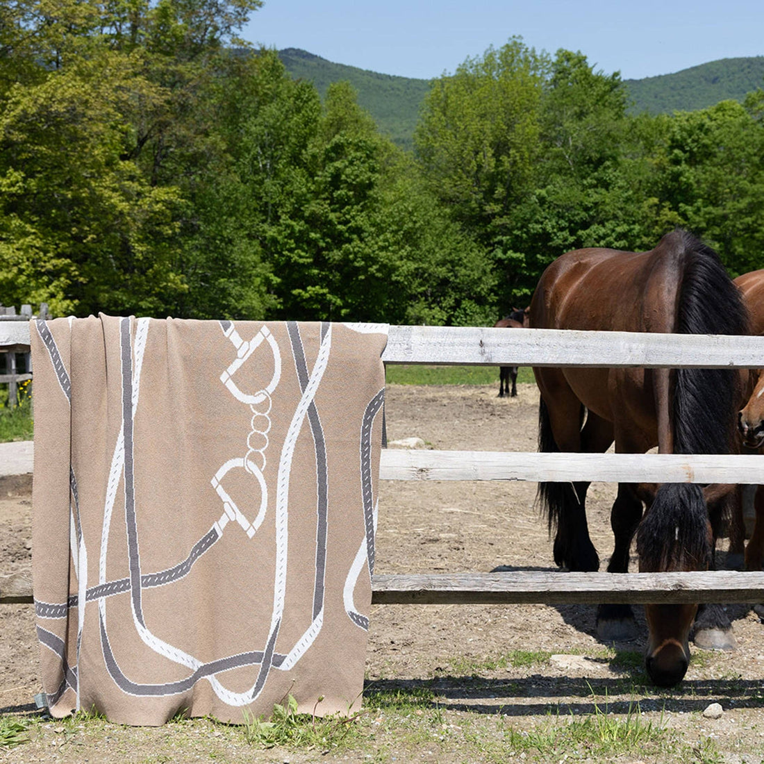 Equestrian Tack Knit Throw