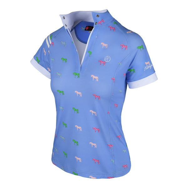 Blue | ProAir2 Polo- Sweet Treats, short-sleeve polo with a novelty horse print