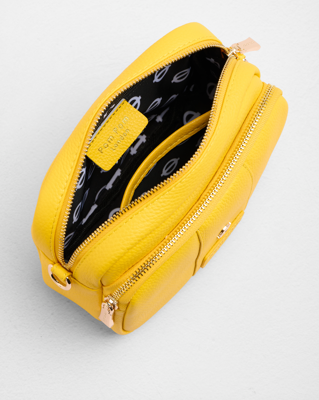 Yellow | Original Plus Bag Jubilee Line & Accessories, crossbody bag shown open with printed lining