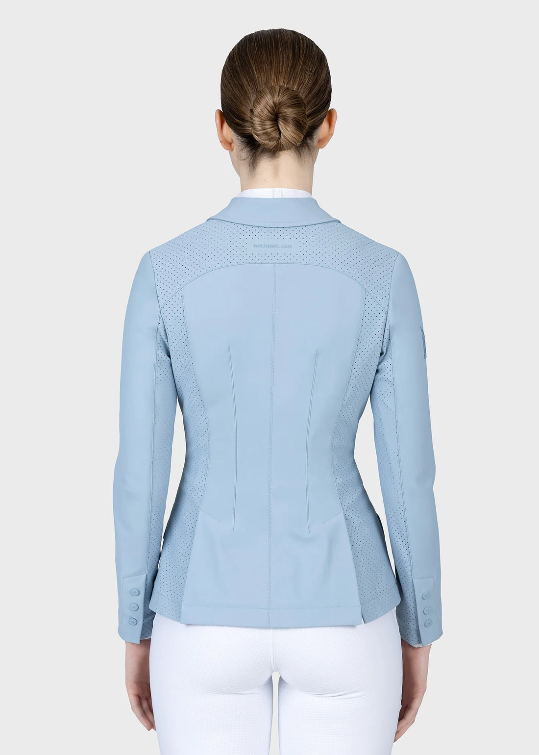 Aqua | Aura Show Jacket – MAXIMILIAN Equestrian, back view on model
