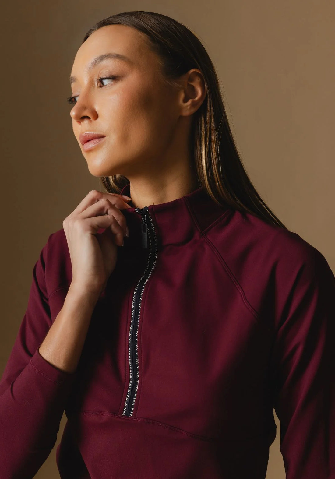 Deep Cherry | Cloudline 1/2 Zip Long Sleeve Top – VALA
