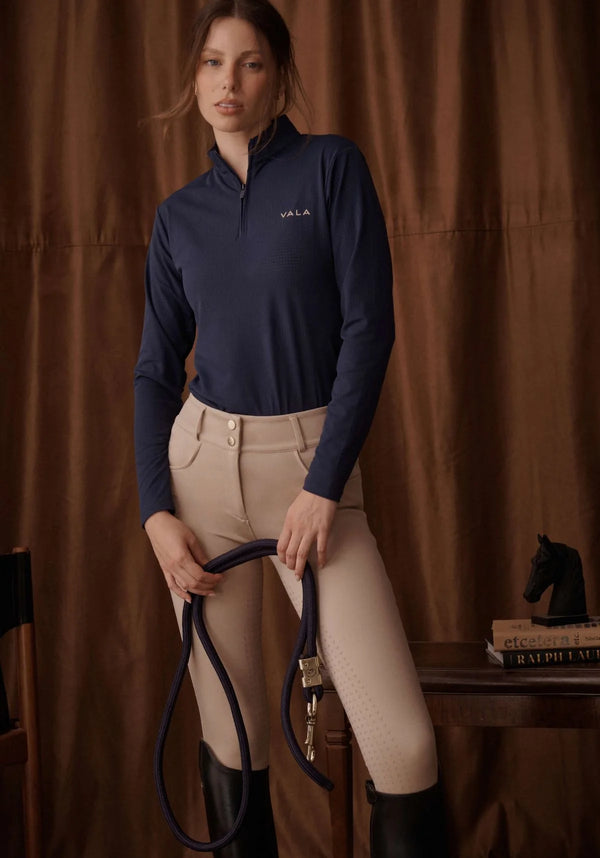 Navy | Elsa Mesh Long Sleeve Zip – VALA