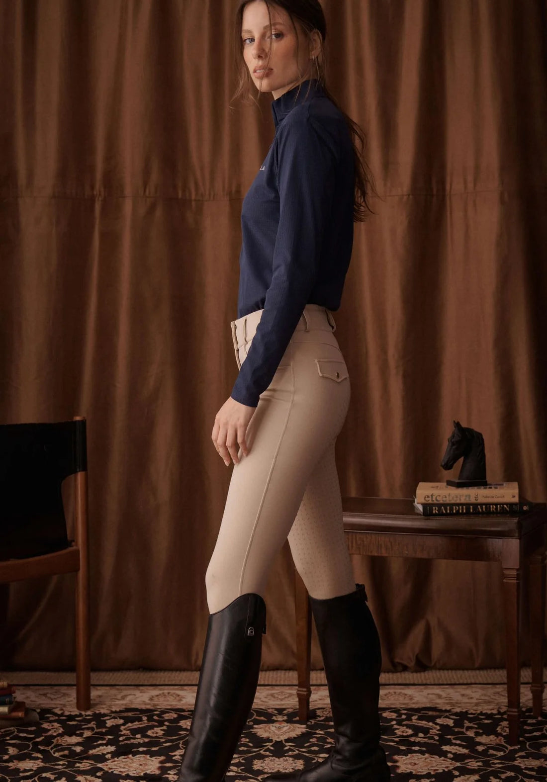 Navy | Elsa Mesh Long Sleeve Zip – VALA