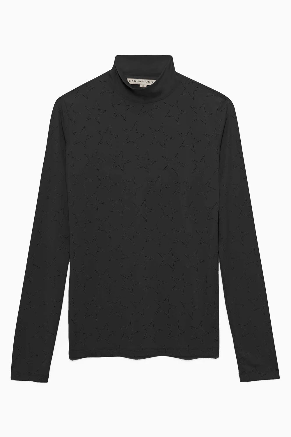 Pitch Black | Farrah Star Turtleneck Training Top – Hannah Childs Lifestyle, star turtleneck training top, flat product shot