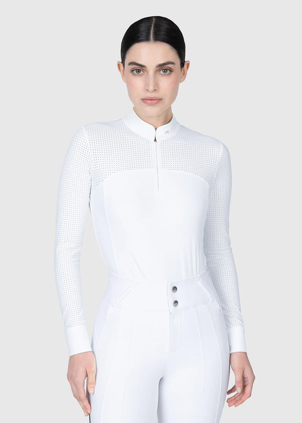 White | Grace Long Sleeve Show Shirt – MAXIMILIAN Equestrian