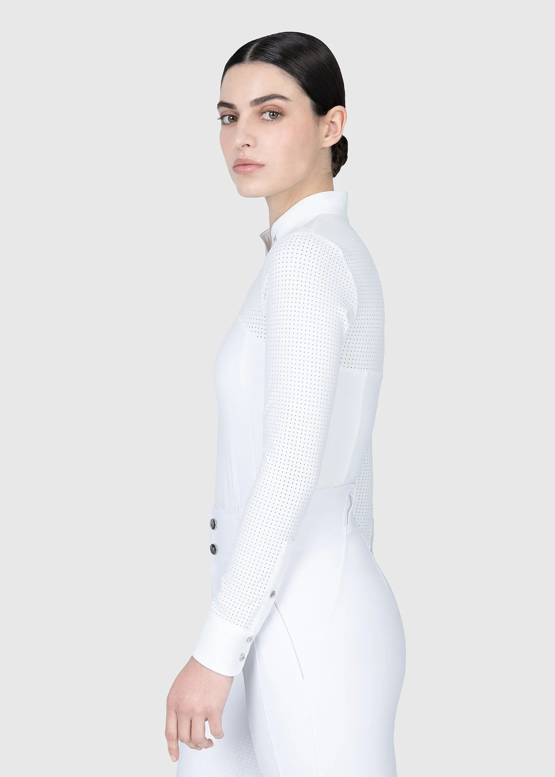 White | Grace Long Sleeve Show Shirt – MAXIMILIAN Equestrian