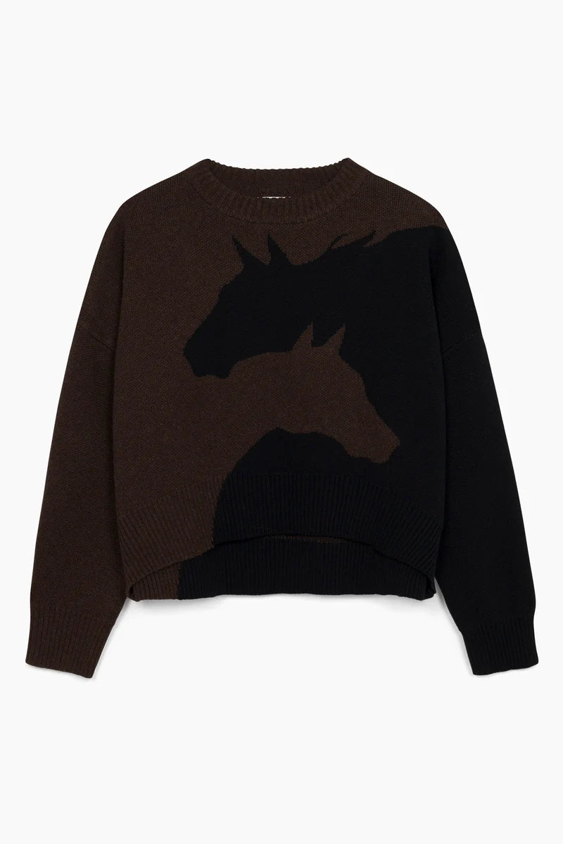 Harmony Crew Neck Sweater – Cappuccino/Black – Hannah Childs Lifestyle