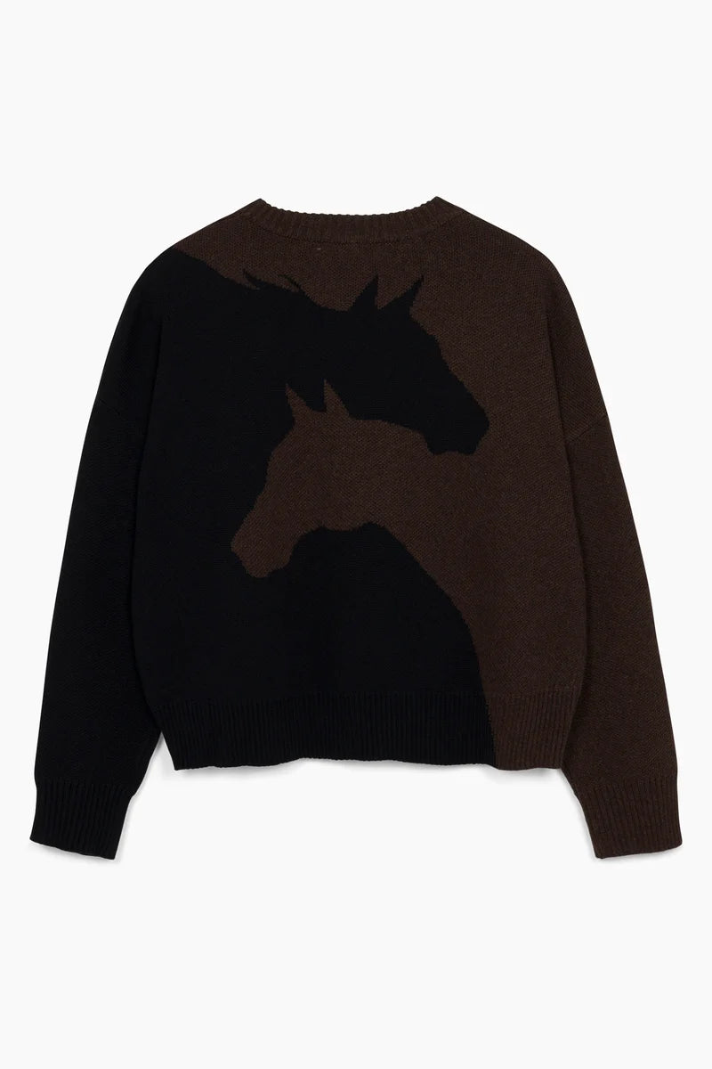 Harmony Crew Neck Sweater – Cappuccino/Black – Hannah Childs Lifestyle