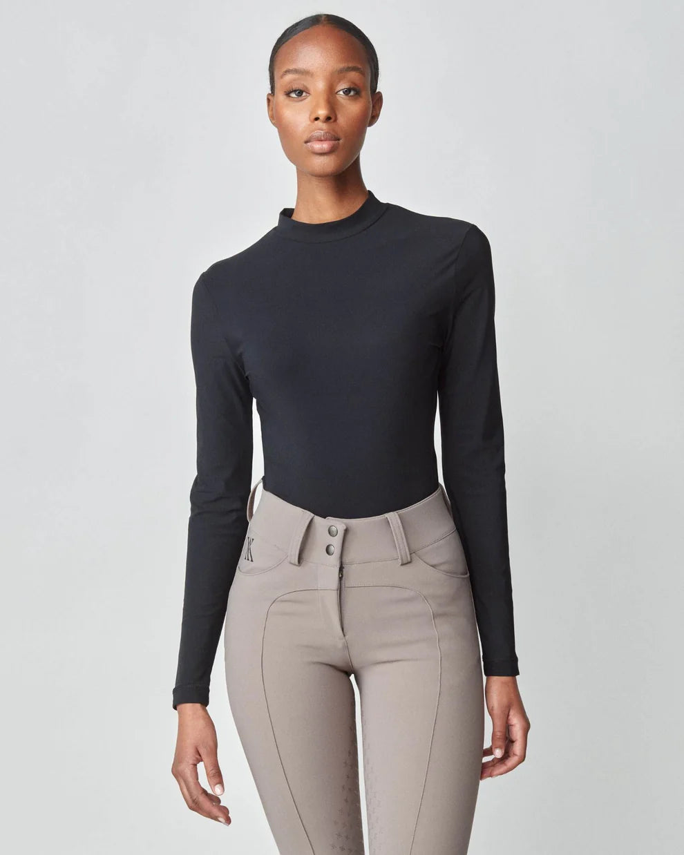 Black | Lightweight Long Sleeve, lightweight long sleeve on model with beige breeches