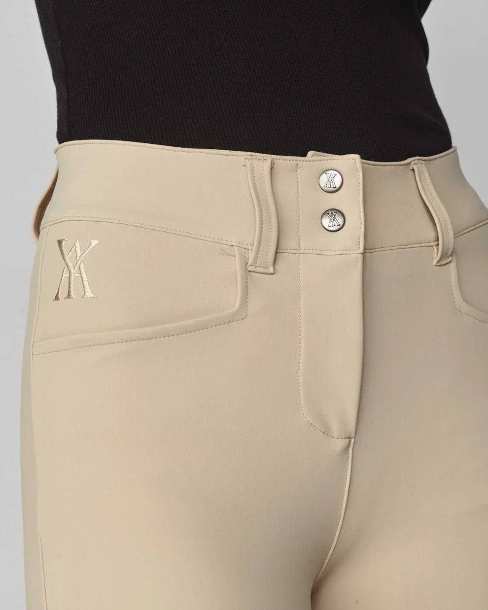 Tan | Timeless Riding Breeches, close-up of the waistband and pocket detail