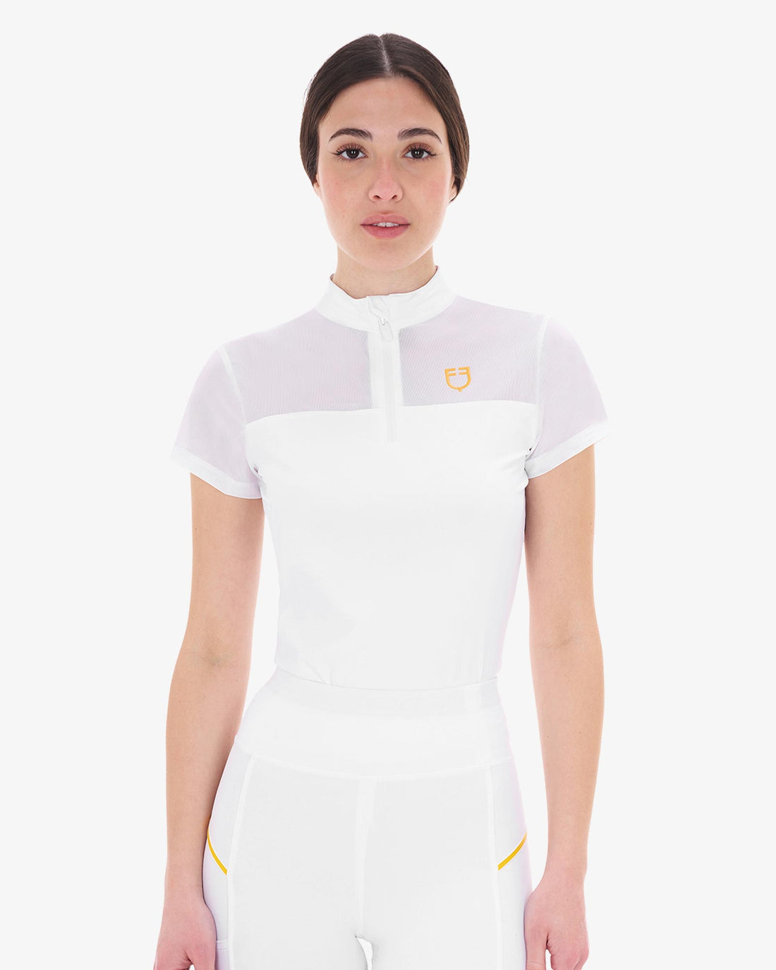 White | Women's Training Polo Shirt with Mesh Inserts – Equestro