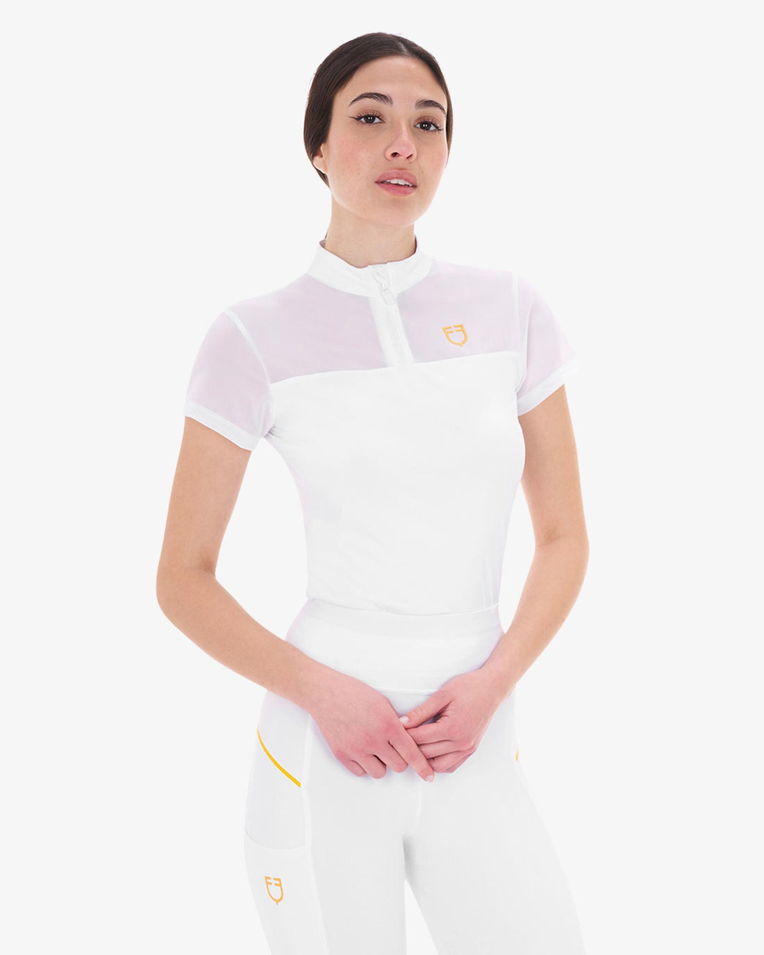 White | Women's Training Polo Shirt with Mesh Inserts – Equestro