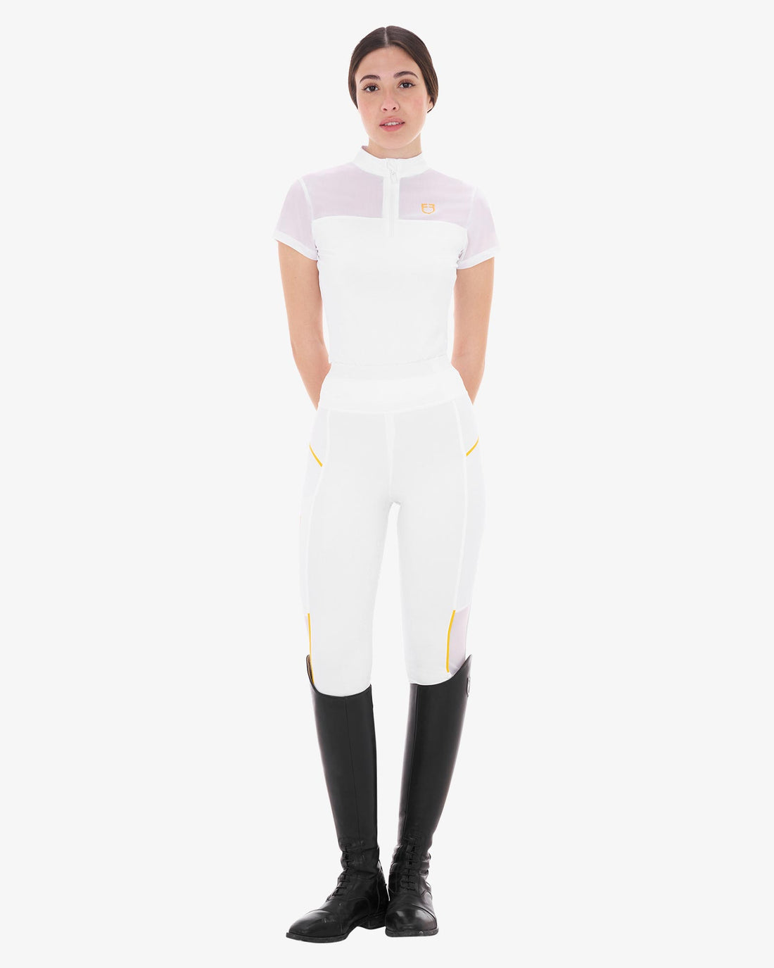 White | Women's Training Polo Shirt with Mesh Inserts – Equestro