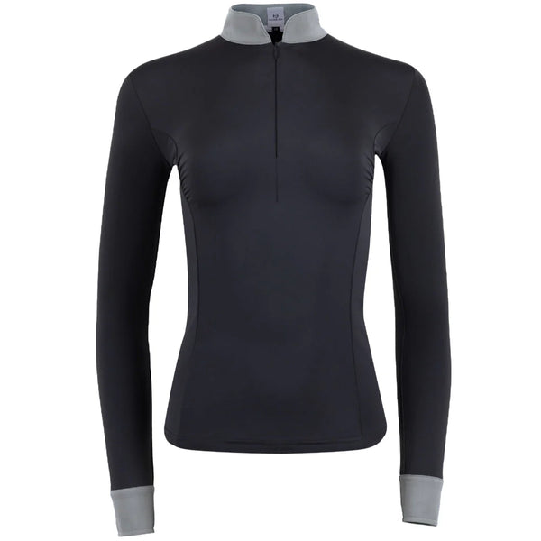 Black | Halter Ego Roxana Long Sleeve Riding Shirt, long-sleeve riding shirt, flat product shot
