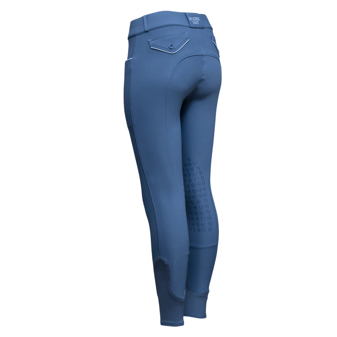 Carolina Blue | Halter Ego Evolution Mid Waist Ladies Knee Patch Breeches, knee patch breeches, back flat product shot