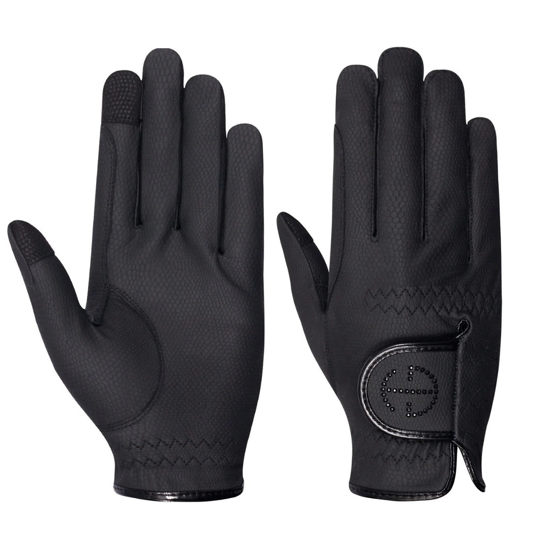 Black | Halter Ego Riding Gloves, riding gloves, palm and back view