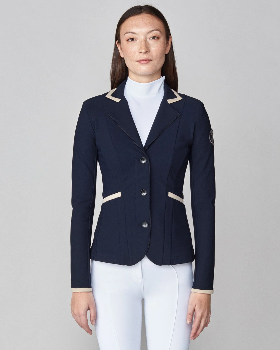 Midnight | Contrast Show Jacket, front view on model with white breeches