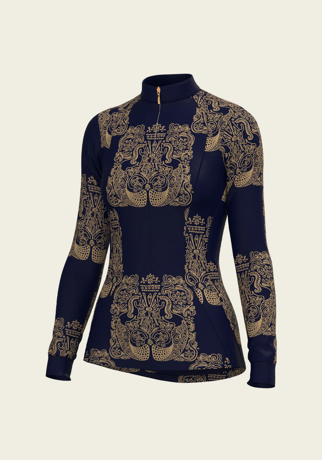 Navy | Espoir Mermaid Horses in Navy and Gold Quarter Zip Sun Shirt