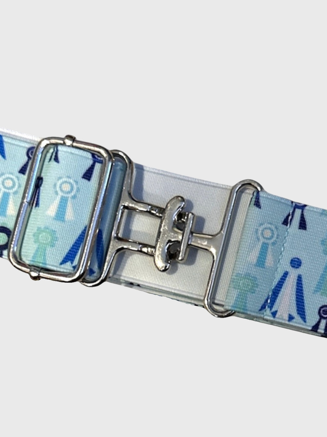 Adjustable Elastic Belt – Teal Ribbons, 1.5"
