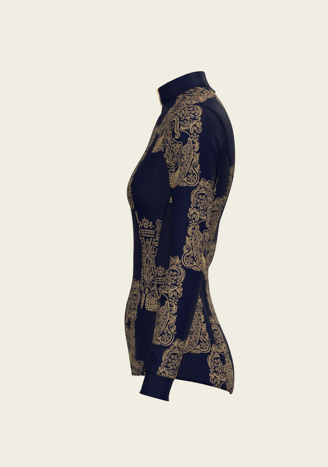 Navy | Espoir Mermaid Horses in Navy and Gold Quarter Zip Sun Shirt
