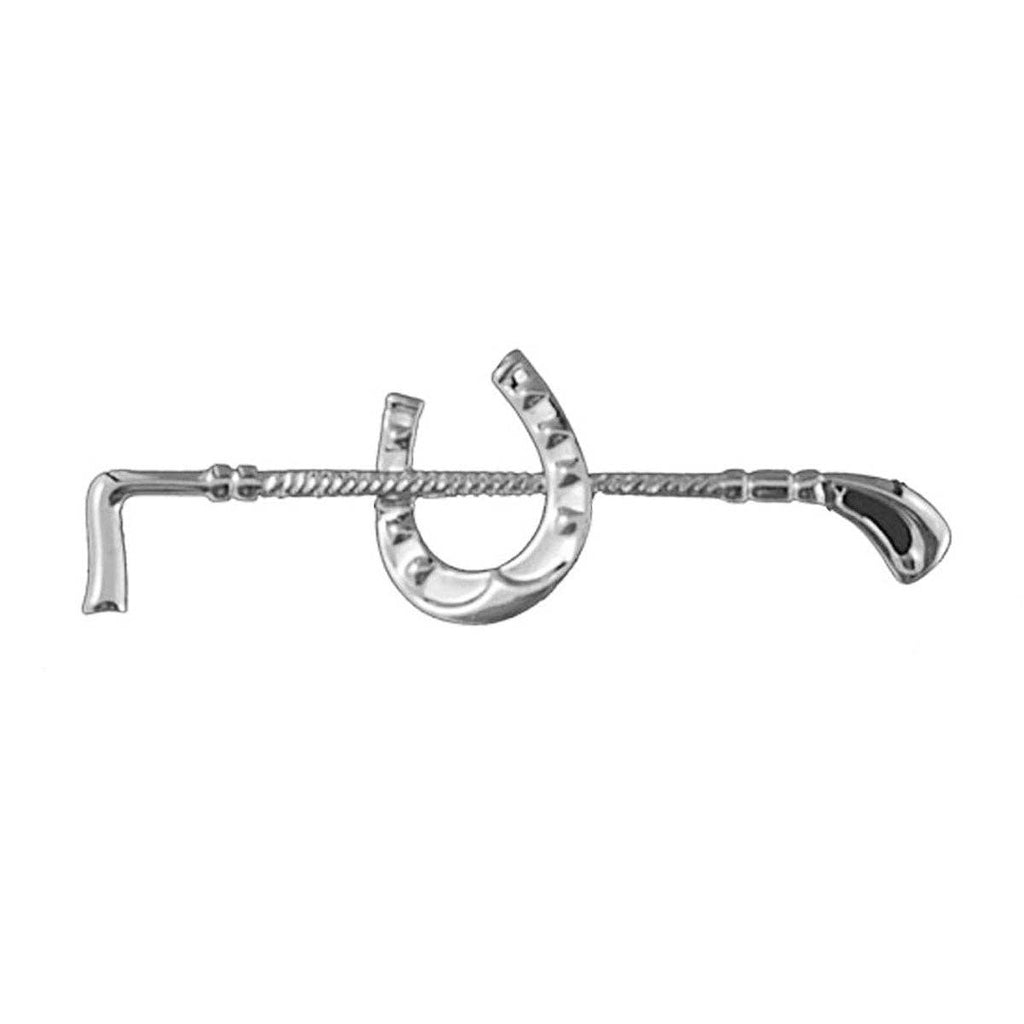 Platinum Plated | Horseshoe & Crop Stock Pin – Exselle, platinum-plated horseshoe and crop stock pin