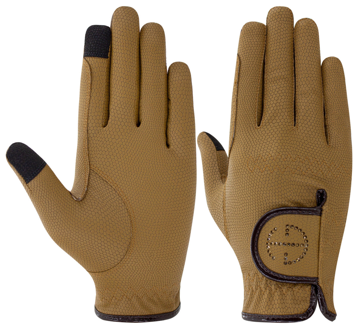 Brown | Crystal Logo Riding Gloves