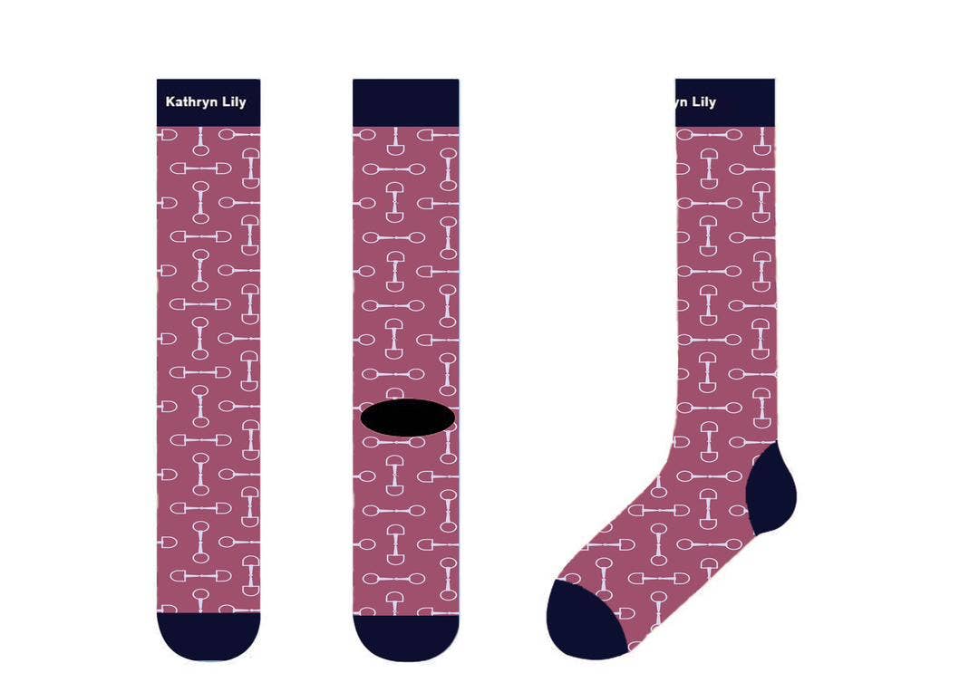 Tall Boot Socks- Burgundy Bits