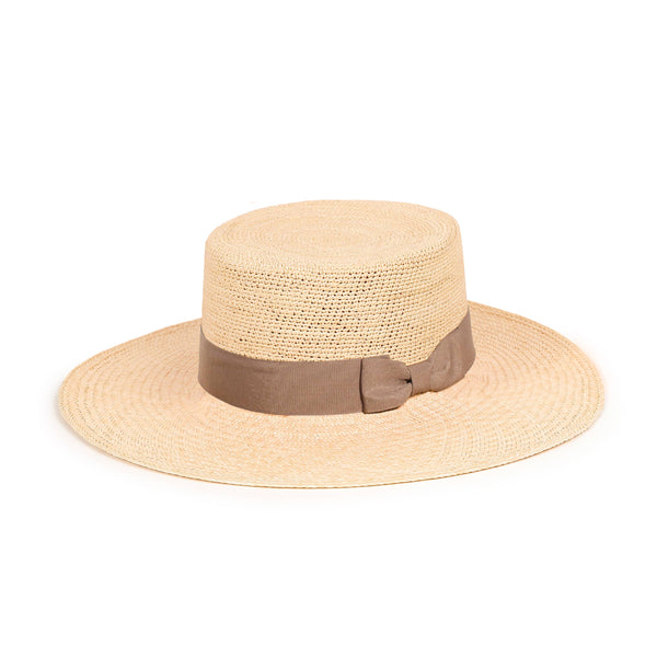 Beige | Wide Brim Playa Straw Boater Hat – Elegancia Tropical