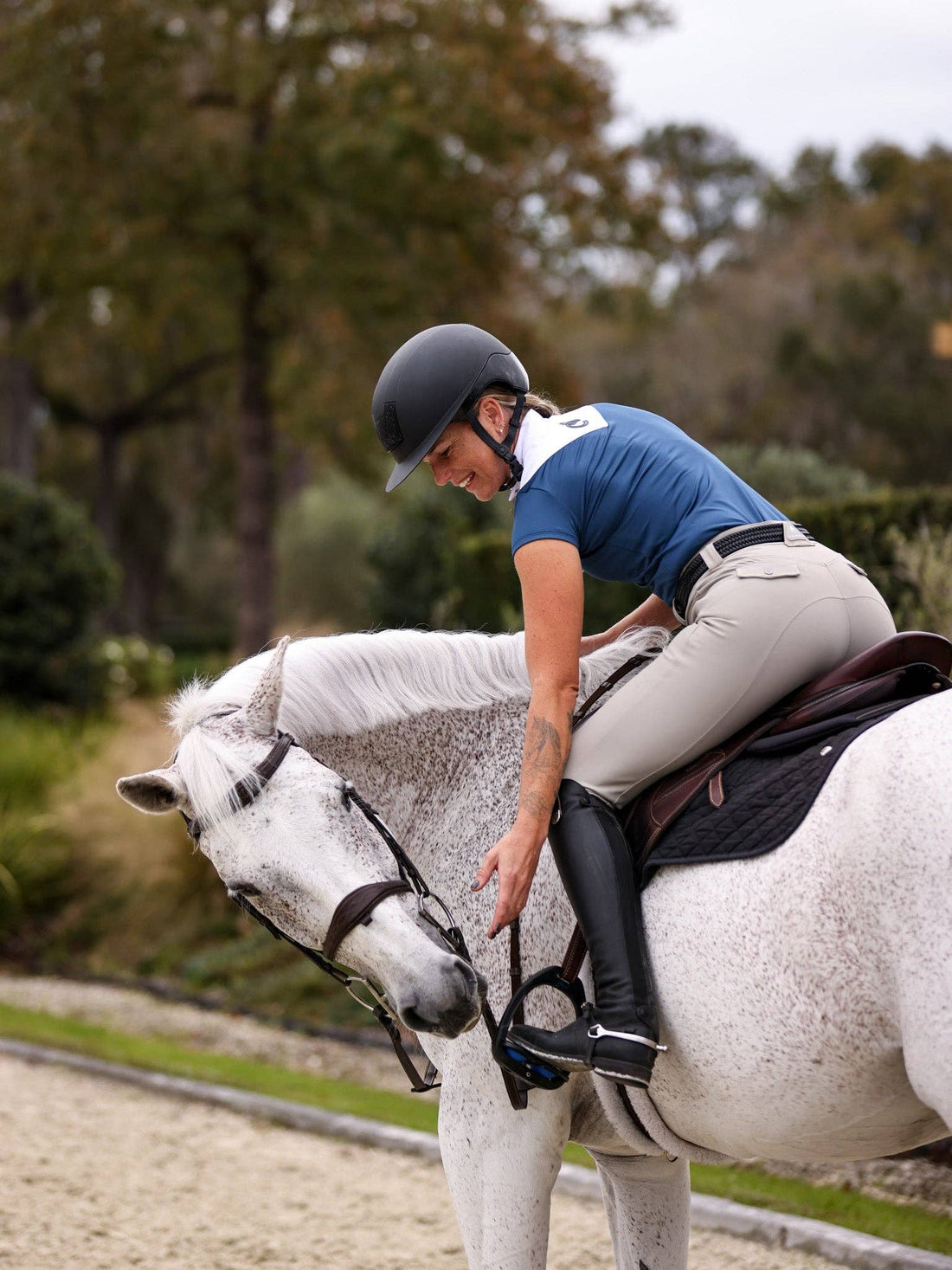 Marine Navy | Margot Show Shirt, show shirt on a mounted rider
