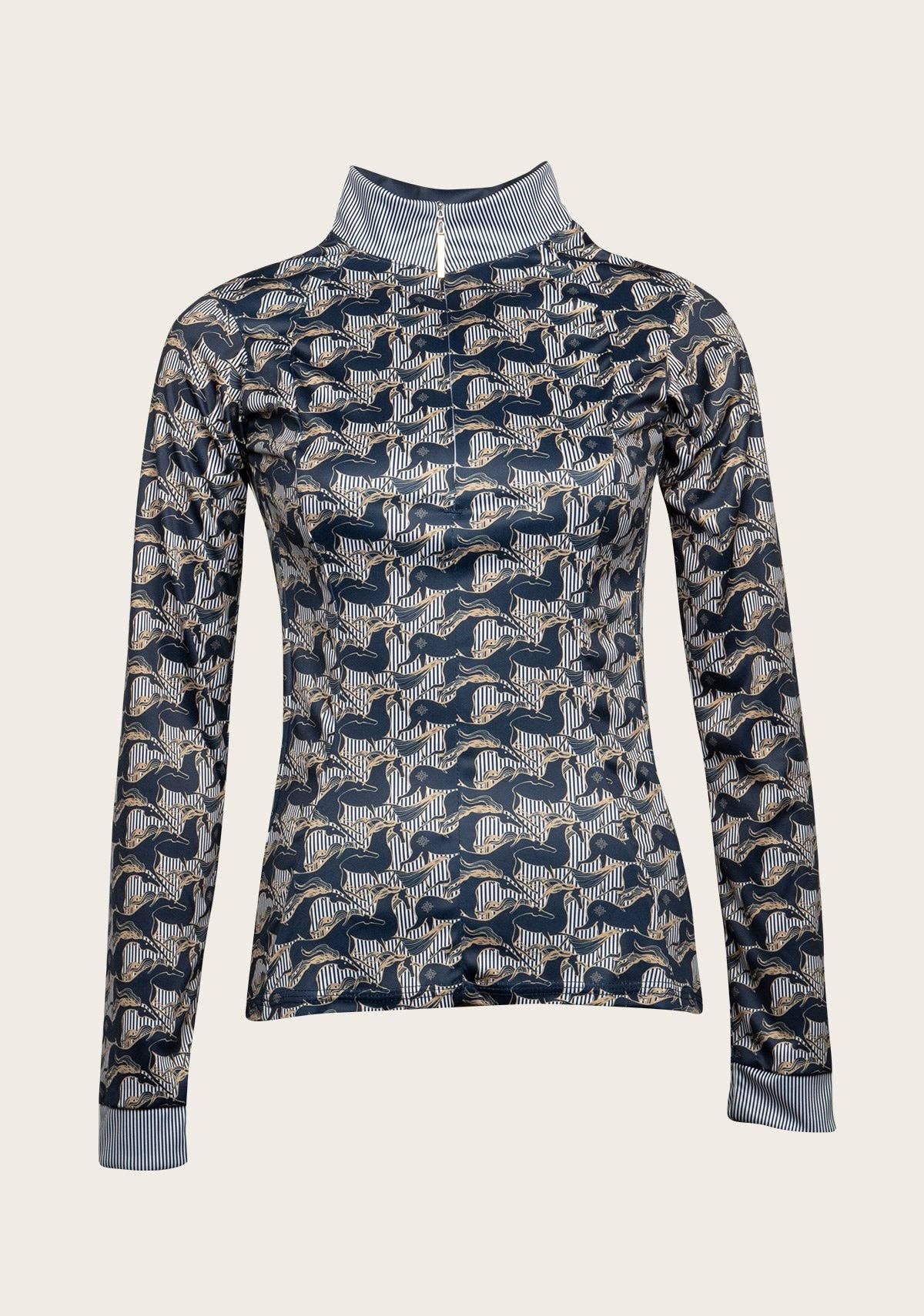 Espoir Running Horses Navy Quarter Zip Sun Shirt