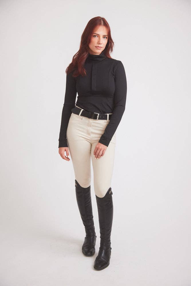Haley | UV Base-layer | Riding top | Turtleneck Sun-shirt | Black