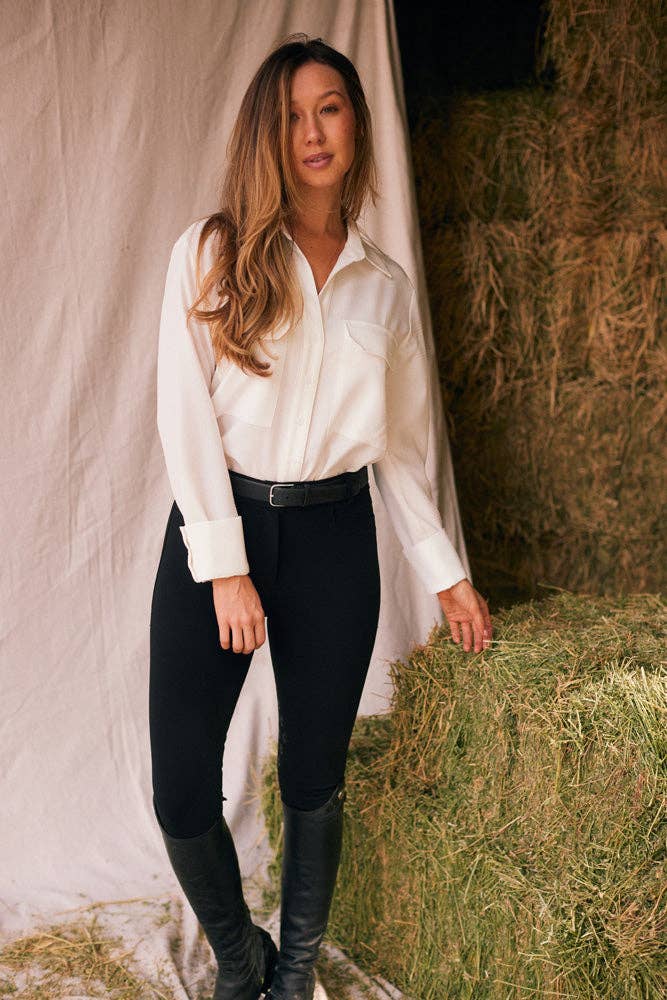 Jessica | Ivory Seersucker Button Down: M
