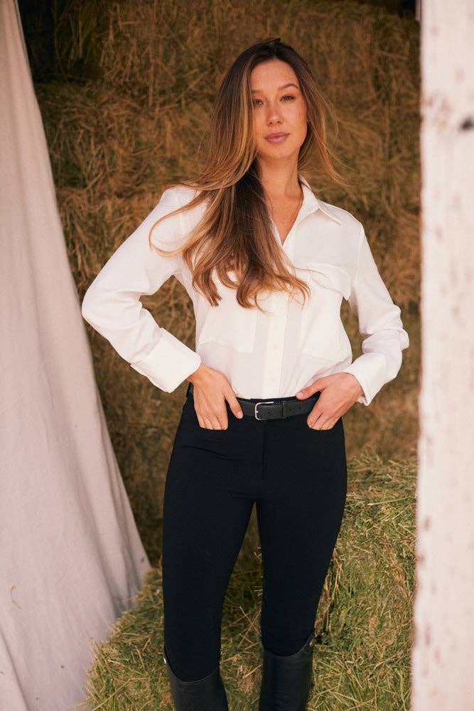 Jessica | Ivory Seersucker Button Down: M