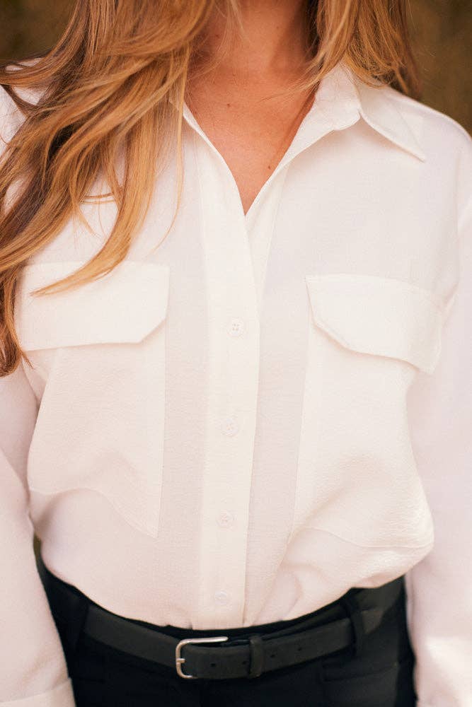 Jessica | Ivory Seersucker Button Down: M