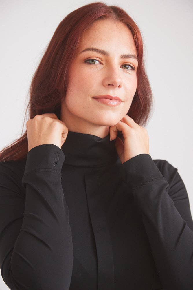 Haley | UV Base-layer | Riding top | Turtleneck Sun-shirt | Black