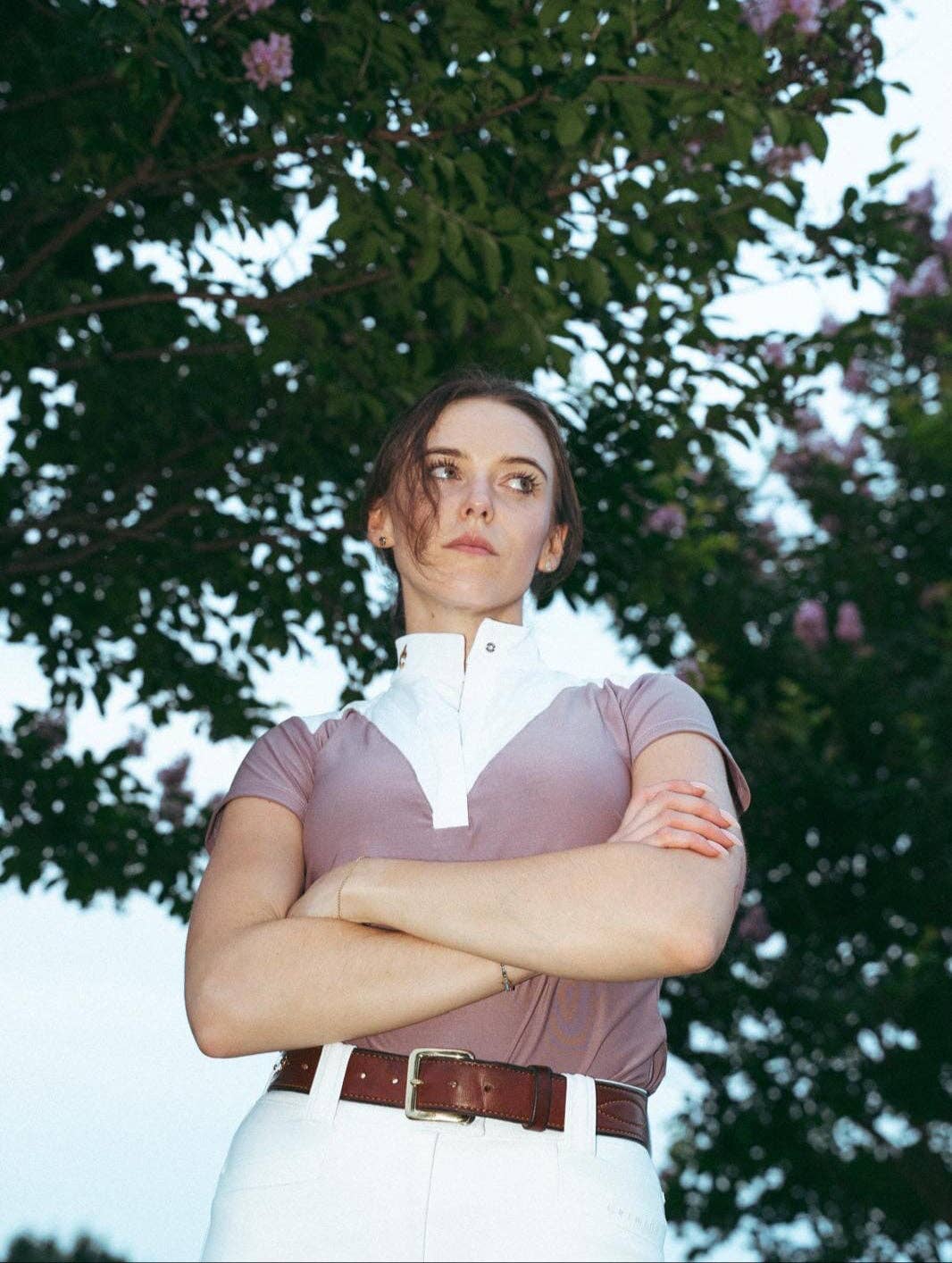 Plum | Margot Show Shirt, on model with arms folded