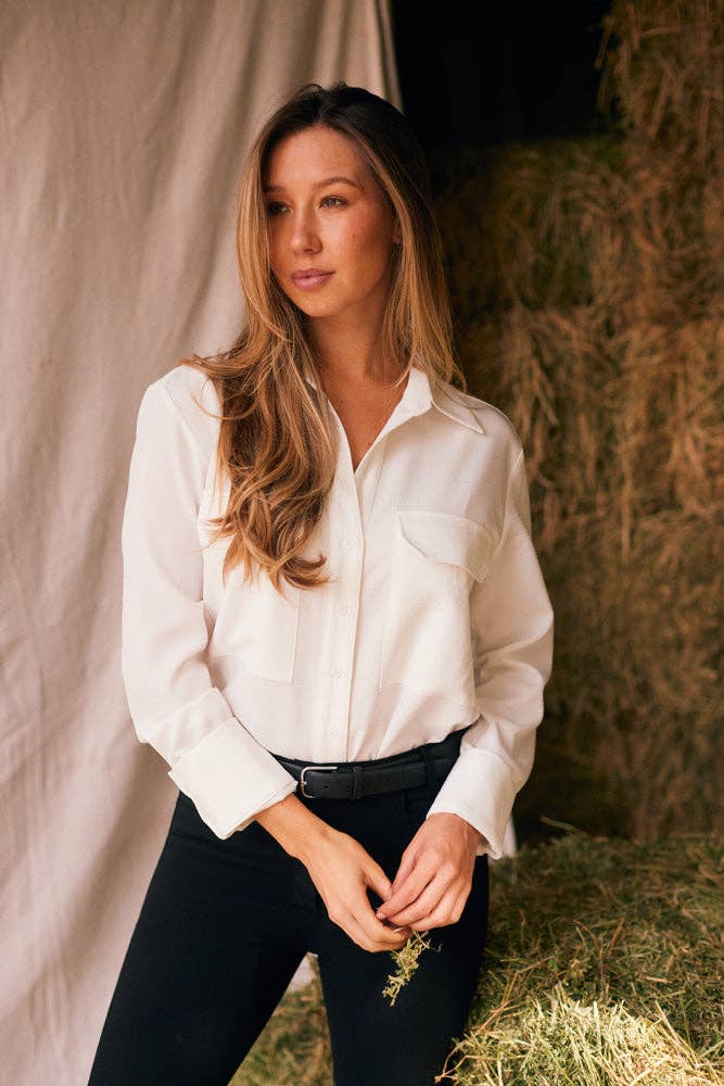 Jessica | Ivory Seersucker Button Down: M