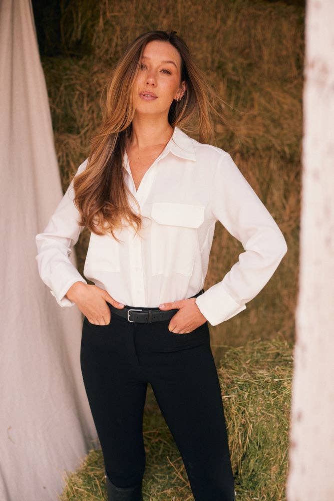 Jessica | Ivory Seersucker Button Down: M