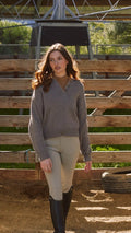 Chloe Cotton Whipstitch Slight Crop Sweater – Flax and Honey – Solid Citizen Equestrian