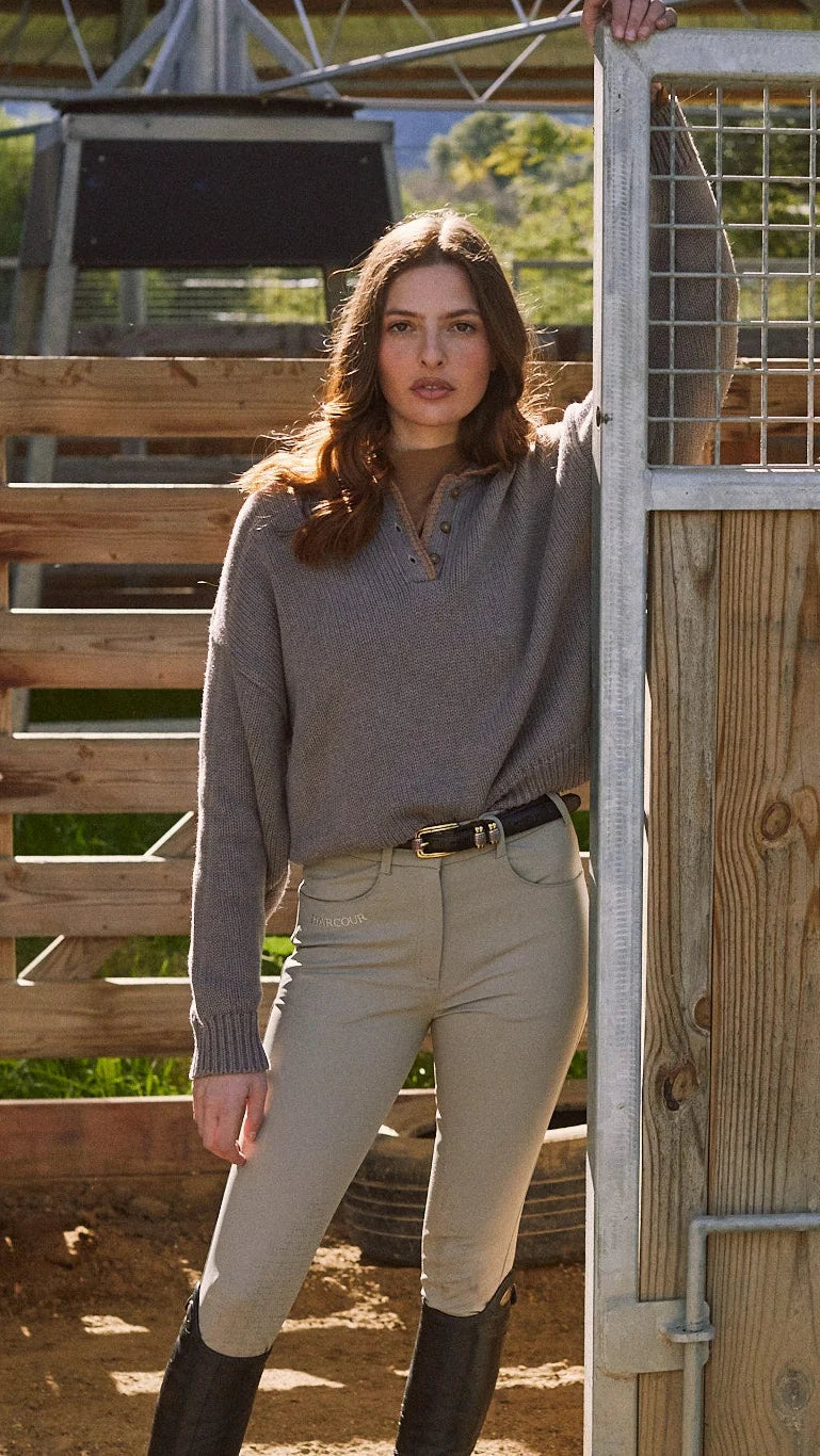 Chloe Cotton Whipstitch Slight Crop Sweater – Flax and Honey – Solid Citizen Equestrian