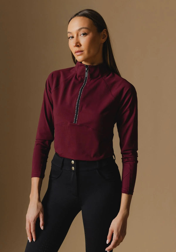 Deep Cherry | Cloudline 1/2 Zip Long Sleeve Top – VALA
