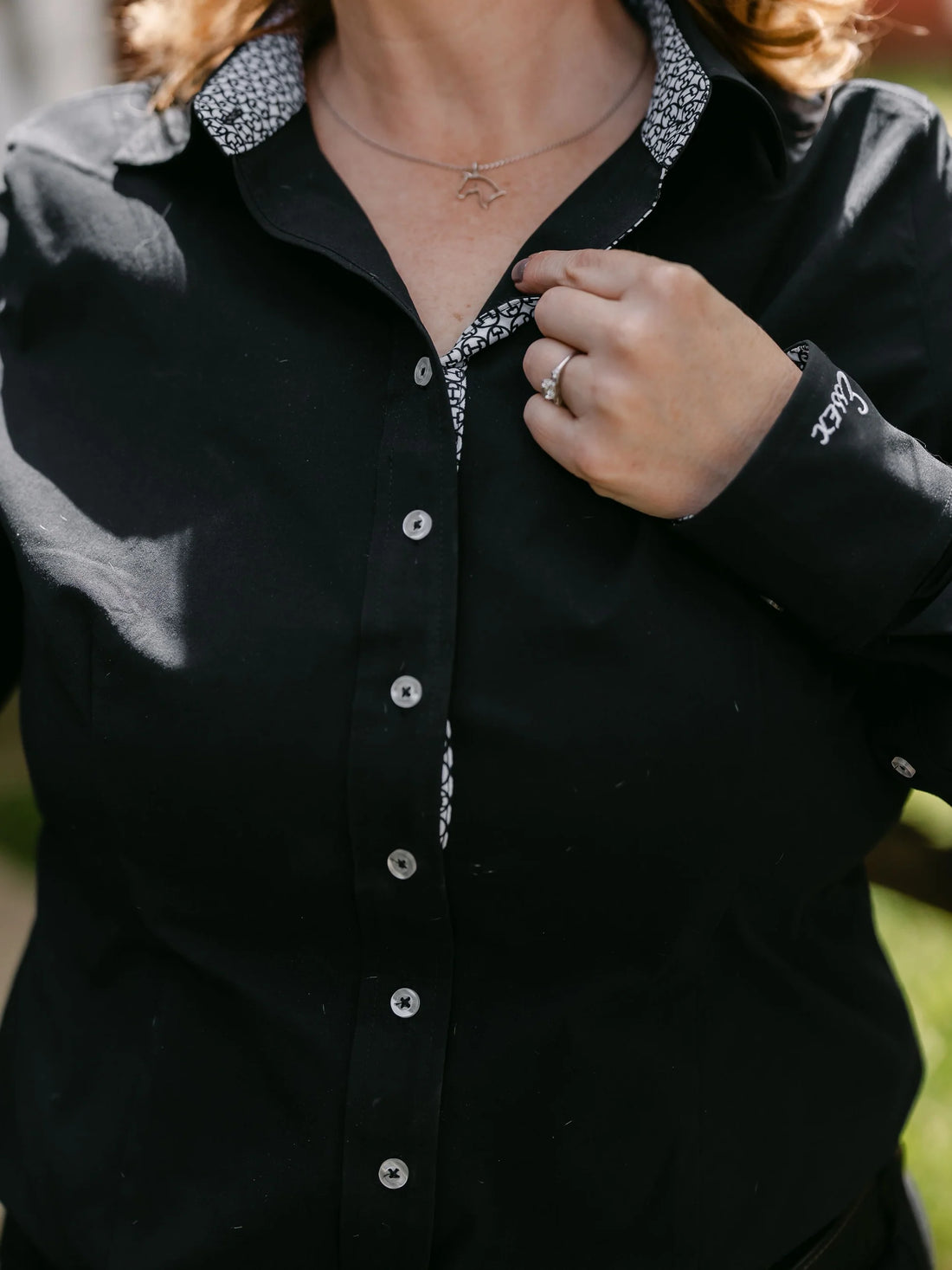 Dora II Schooling Shirt – Black with Bit by Bit Trim – Essex Classics