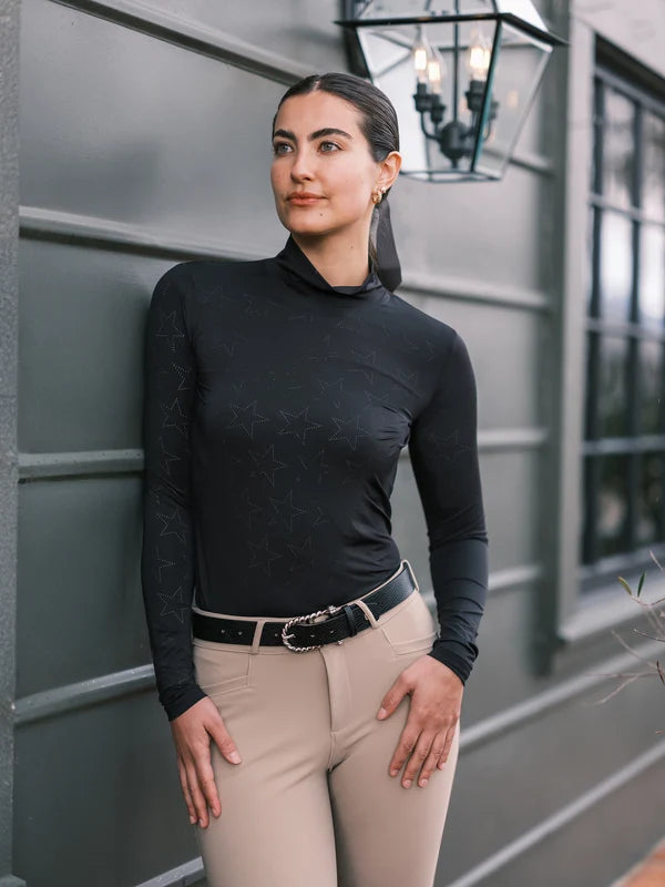 Farrah Star Turtleneck Training Top – Pitch Black – Hannah Childs Lifestyle
