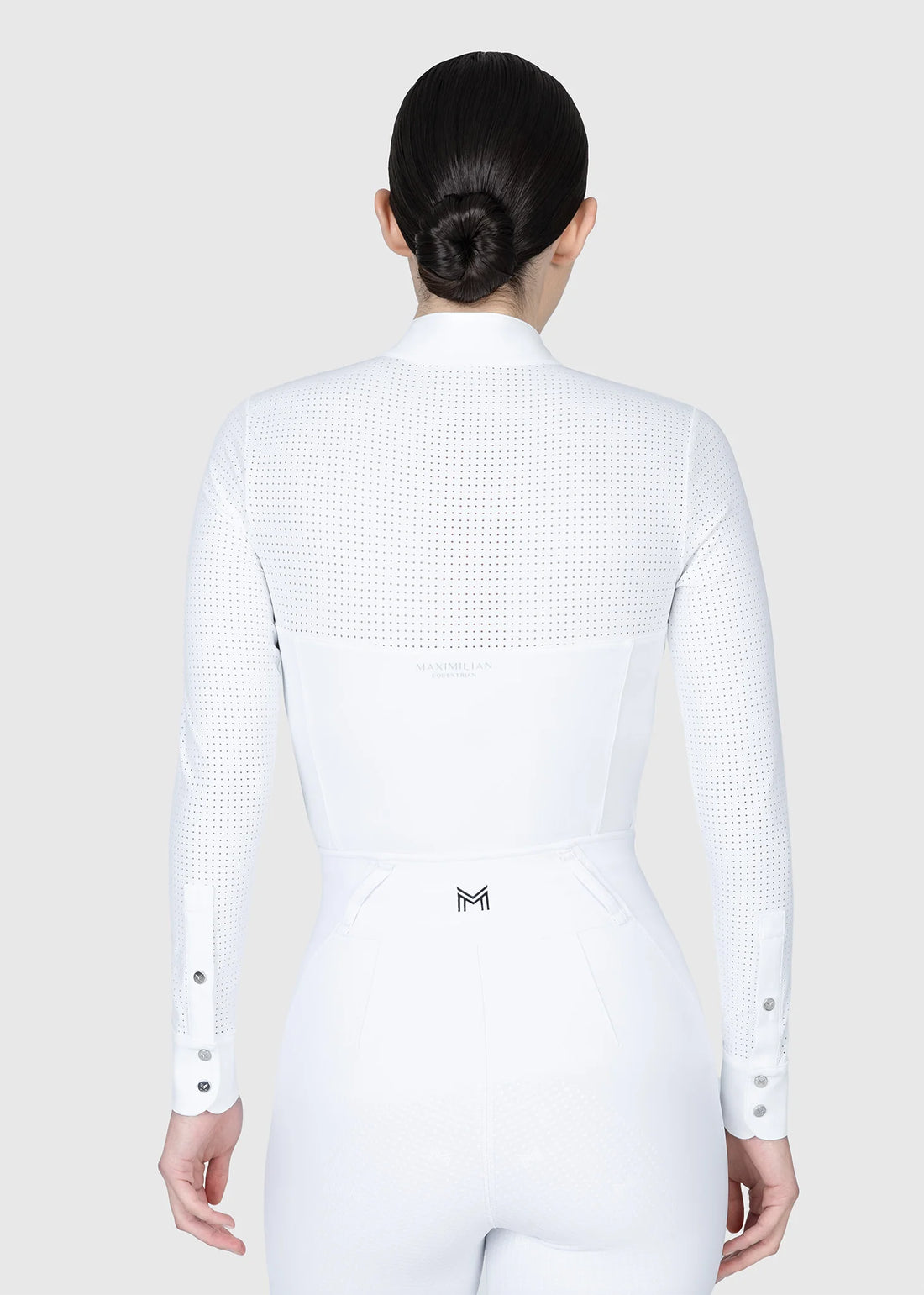 White | Grace Long Sleeve Show Shirt – MAXIMILIAN Equestrian