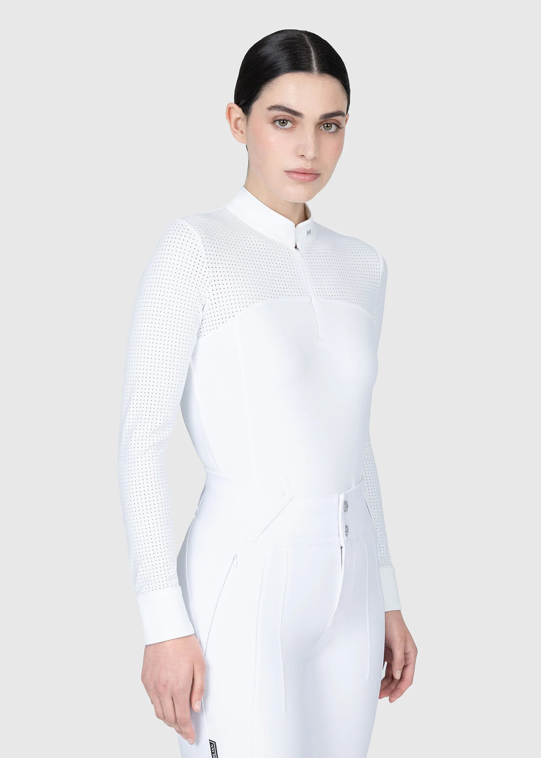 White | Grace Long Sleeve Show Shirt – MAXIMILIAN Equestrian