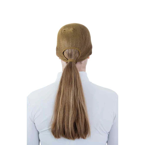 Warm Blonde | Hairnet (pack of 2), hairnet over a warm blonde ponytail, back view