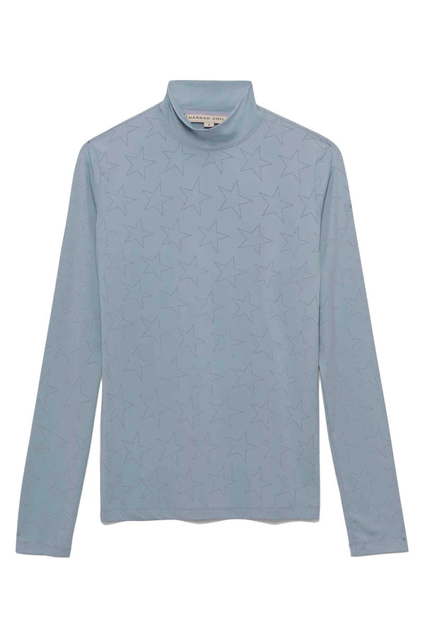 French Blue | Farrah Star Turtleneck Training Top – Hannah Childs Lifestyle, star turtleneck training top, flat product shot