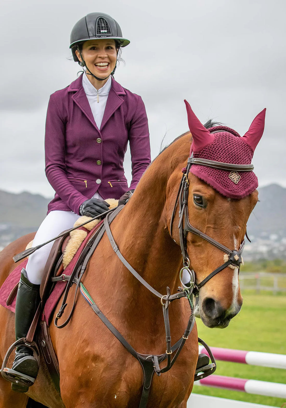 Plum | Ladies Mesh Show Jacket, mesh show jacket on a mounted rider