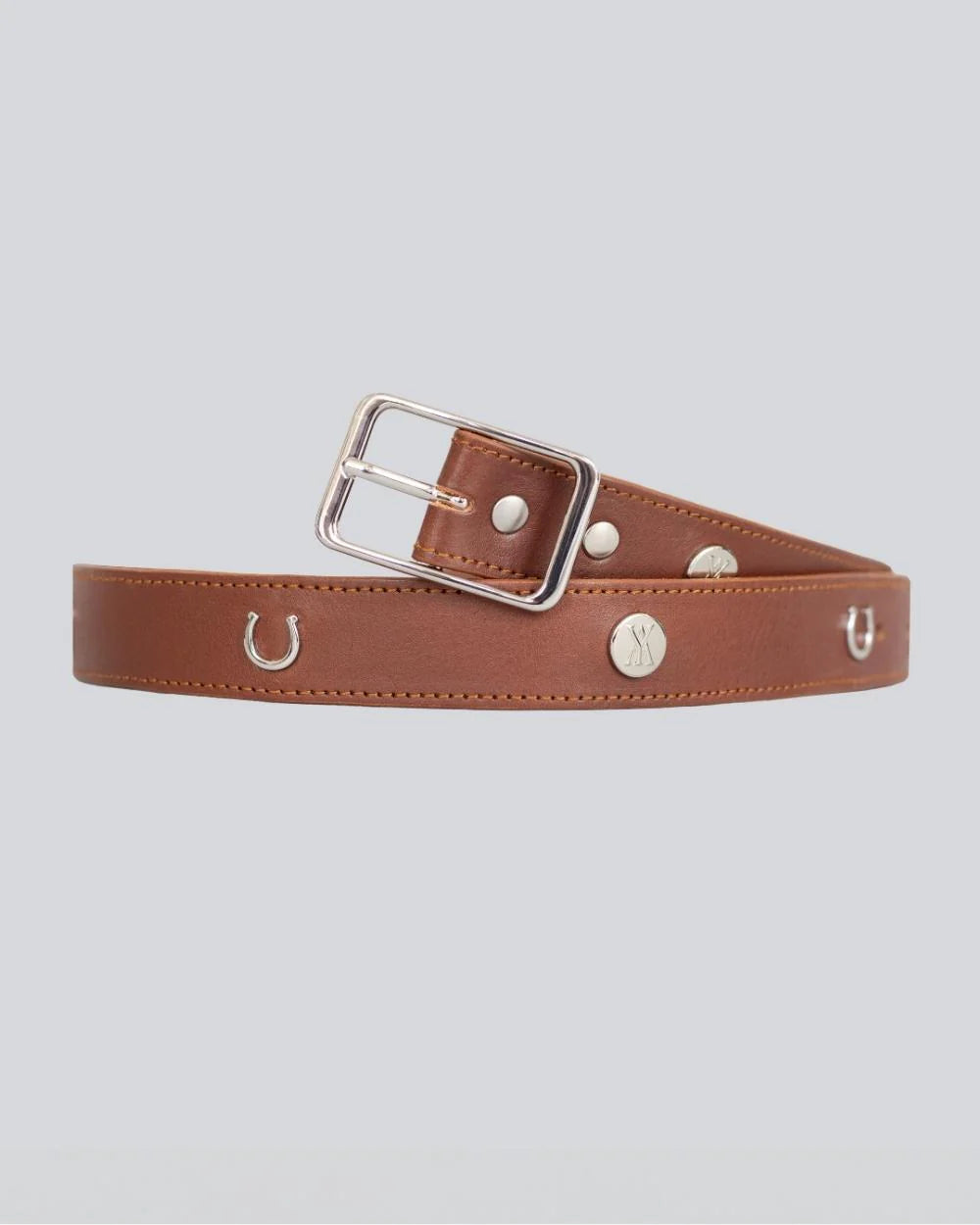 Brown | Leather Buckle Belt, brown leather buckle belt, flat product shot